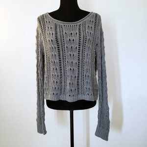 xs || express || GRAY OPEN WEAVE SWEATER
